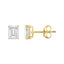 4-Prong Basket Emerald Cut Lab Grown Diamond Stud Earrings 2 ct Yellow Gold down view