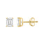 4-Prong Basket Emerald Cut Lab Grown Diamond Stud Earrings 1.5 ct Yellow Gold down view