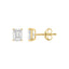 4-Prong Basket Emerald Cut Lab Grown Diamond Stud Earrings 0.5 ct Yellow Gold down view