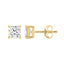 4-Prong Basket Princess Lab Grown Diamond Stud Earrings 2 ct Yellow Gold down view