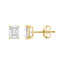 4-Prong Basket Emerald Cut Lab Grown Diamond Stud Earrings 1 ct Yellow Gold down view