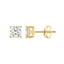 4-Prong Basket Princess Lab Grown Diamond Stud Earrings 1 ct Yellow Gold down view