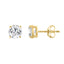 4-Prong Basket Round Brilliant Lab Grown Diamond Stud Earrings 2 ct Yellow Gold down view