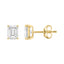 4-Prong Basket Emerald Cut Lab Grown Diamond Stud Earrings 3 ct Yellow Gold down view