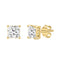 4-Prong Basket Princess Lab Grown Diamond Stud Earrings 3 ct Yellow Gold flat view