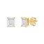 4-Prong Basket Emerald Cut Lab Grown Diamond Stud Earrings 3 ct Yellow Gold flat view