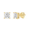 4-Prong Basket Princess Lab Grown Diamond Stud Earrings 2 ct Yellow Gold flat view