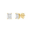 4-Prong Basket Emerald Cut Lab Grown Diamond Stud Earrings 0.5 ct Yellow Gold flat view